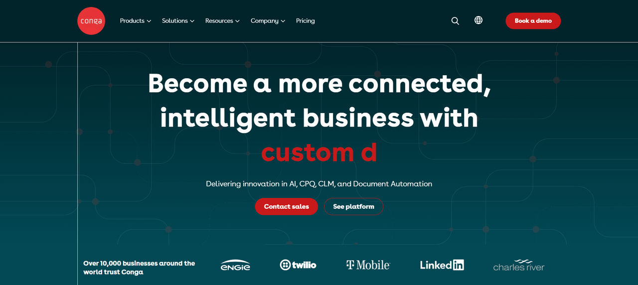 The homepage of Conga Composer.