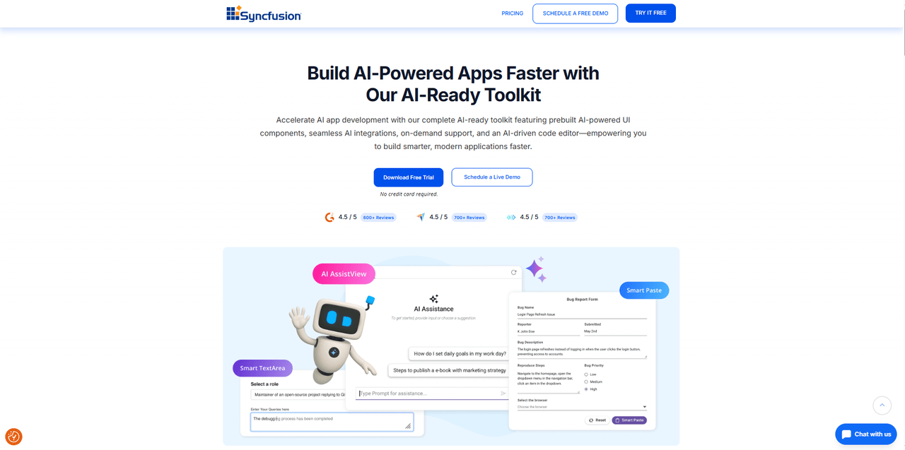 The homepage of Syncfusion Essential Studio.
