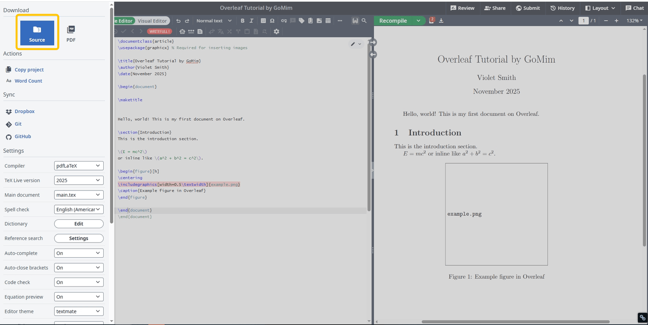 The demonstation page shows how to download your project files.