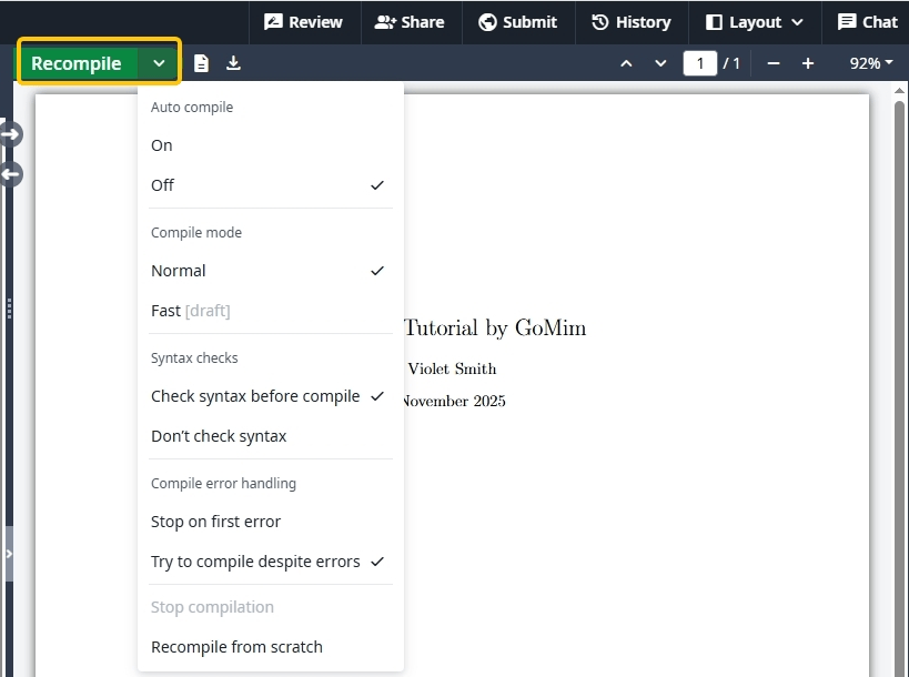 Introduction to main features' buttons-recompile.