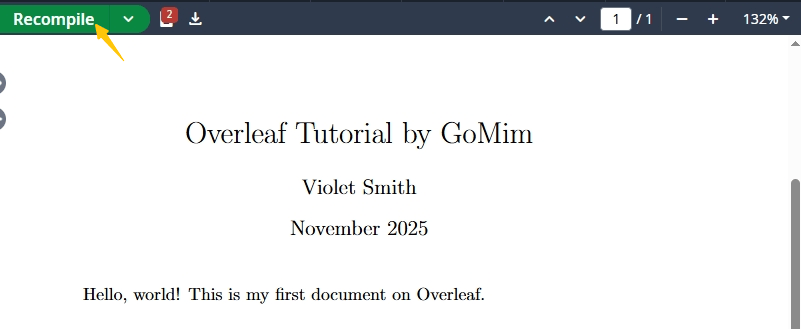 Illustration of the recompile button.