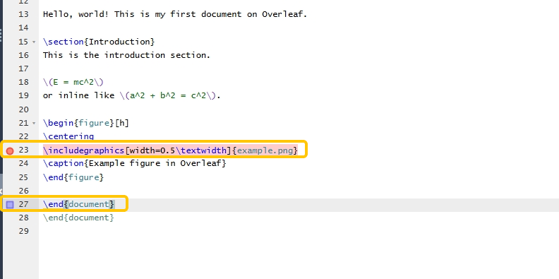 The illustration of an error occuring, which highlight the wrong code line.