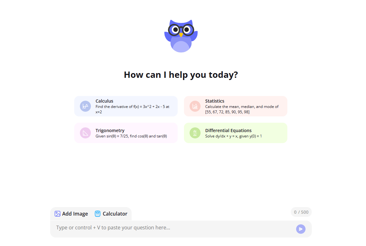 Nerd AI's interface as an AI math solver, equips photo scanning capability for effortless math problem solving.