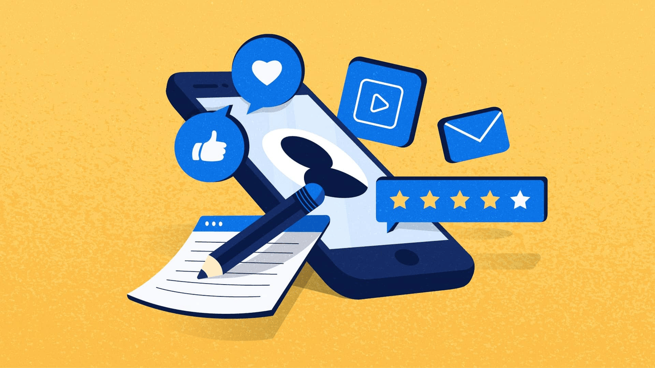 lustrative design of a smartphone with social interaction icons, symbolizing user feedback and trust in AI math solvers like GoMim and Nerd AI.
