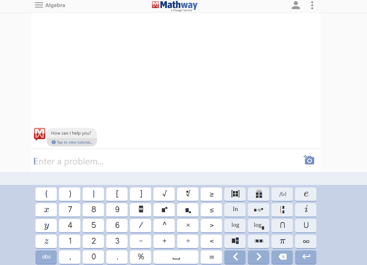 User interface of Mathway.