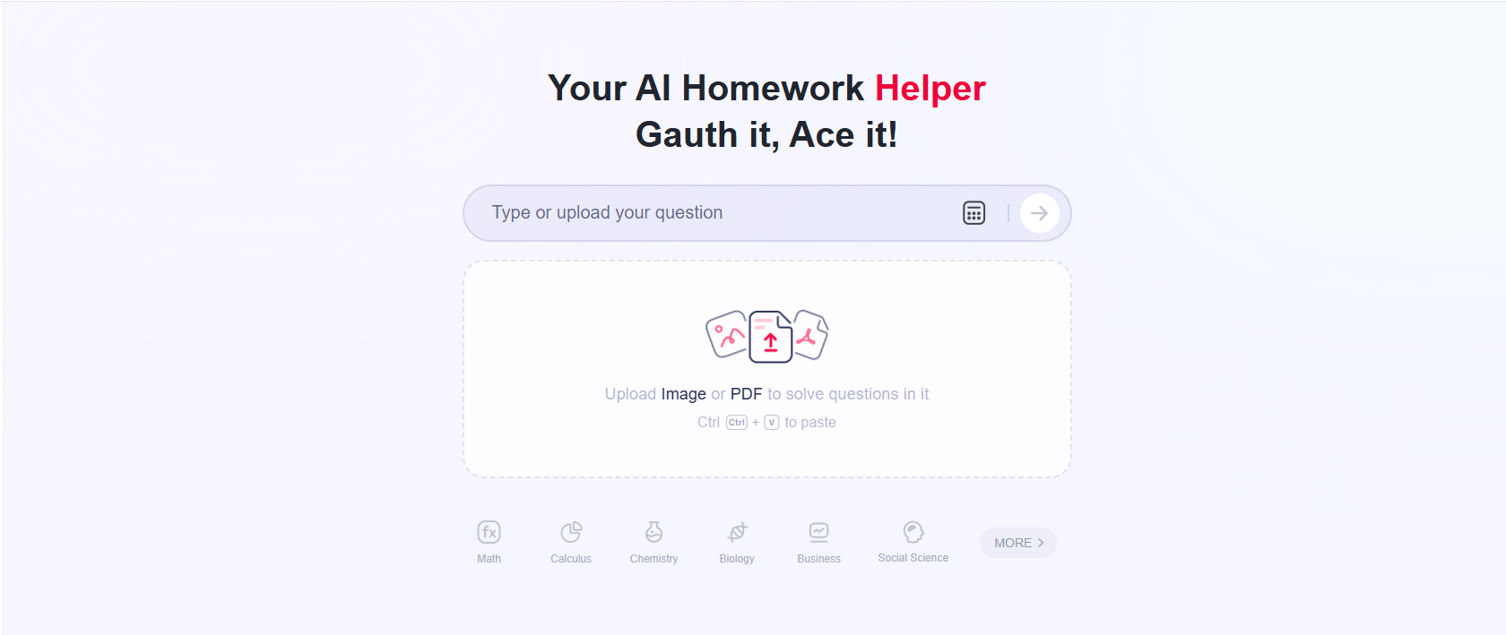 User interface of Gauth AI.